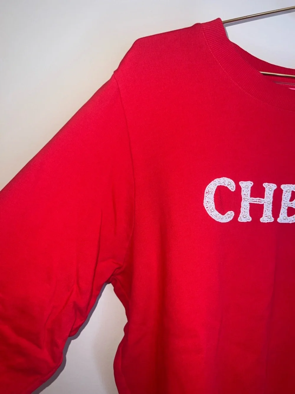Lilly Pulitzer Cheers Pearl Beaded Crewneck Sweatshirt Red Size Medium - Picture 6 of 12
